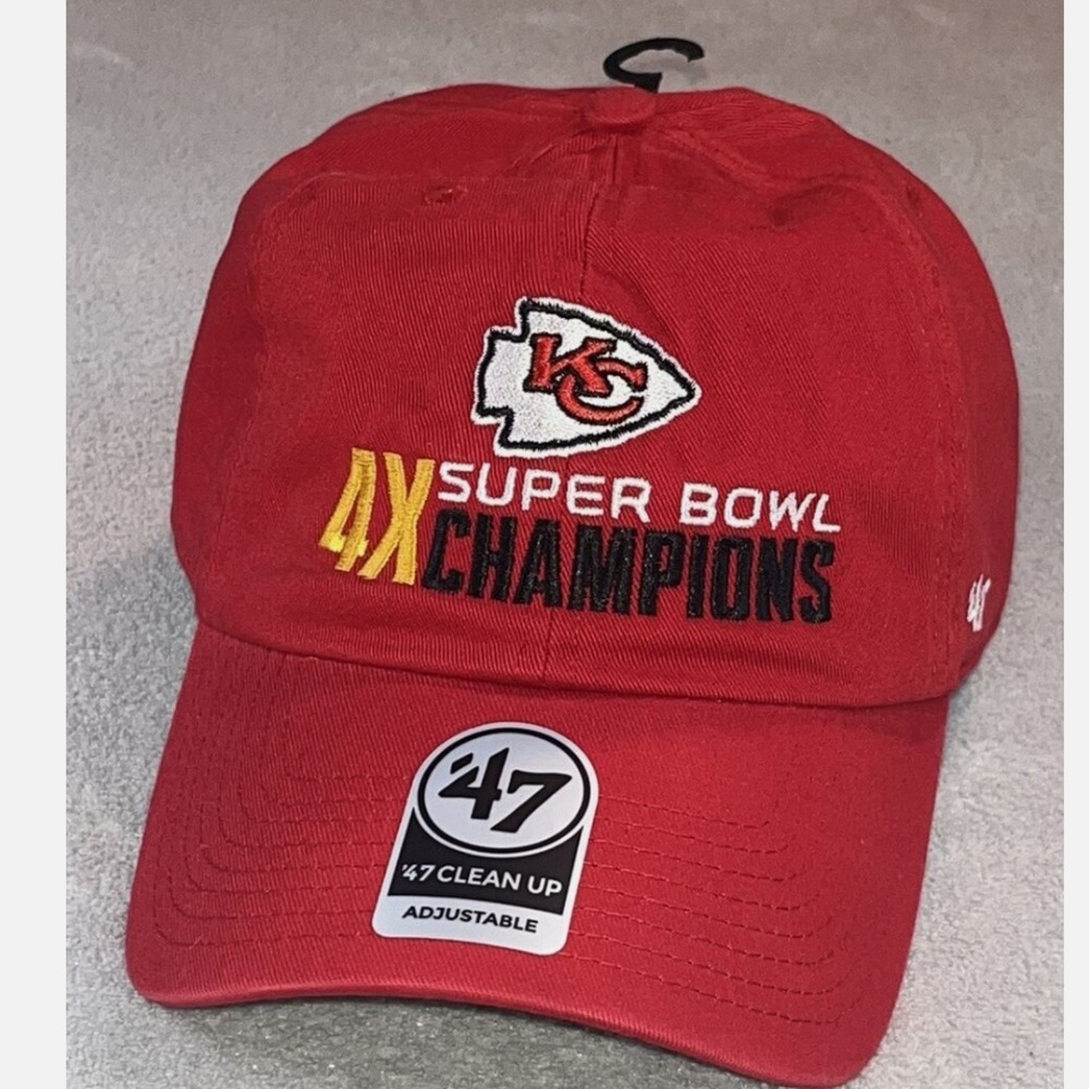 47 Kansas City Chiefs 4X Super Bowl Champions adjustable Hat/Cap NWT